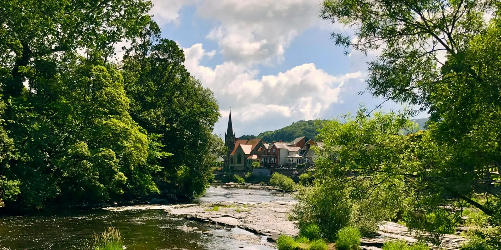 River and surrounding greenery in Abergavenny